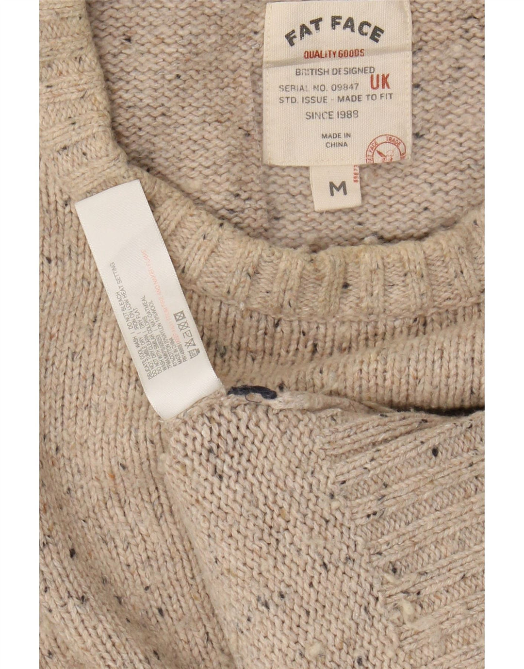 FAT FACE Pull Col Rond Homme Beige Moyen Moucheté Coton