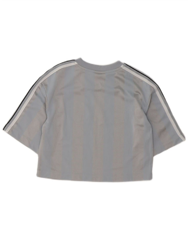 Nike Womens Crop T-Shirt Top UK 10 Petit Gris Rayé Polyester
