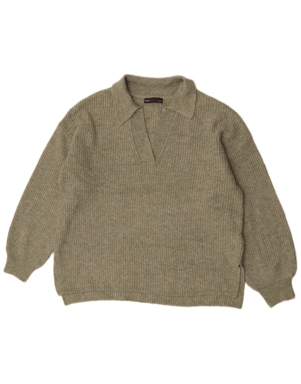 Marks & Spencer Pull surdimensionné à col polo pour femme UK 16 Large Kaki