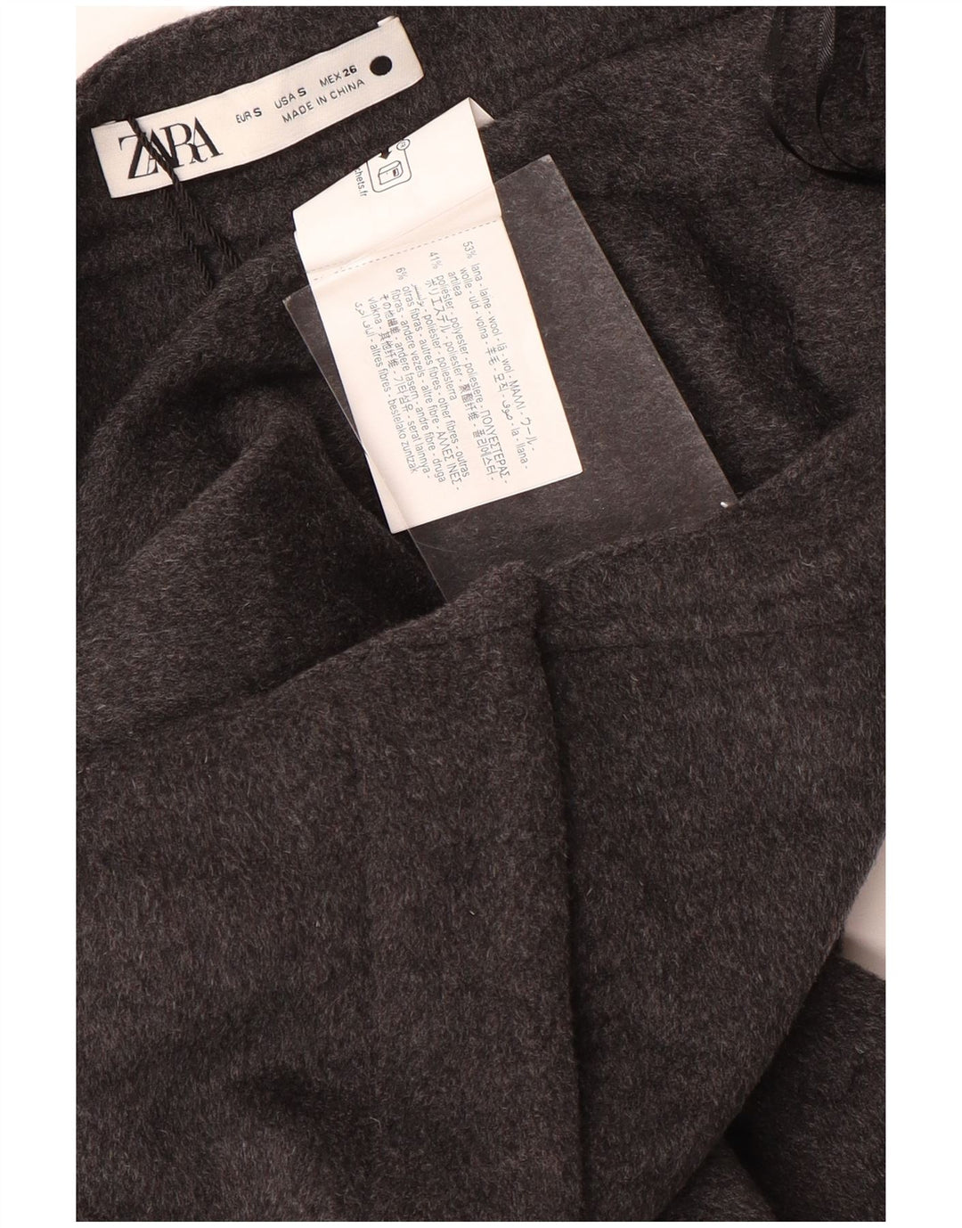 Zara Femme Jupe Maxi A-Line Small W28 Laine Grise