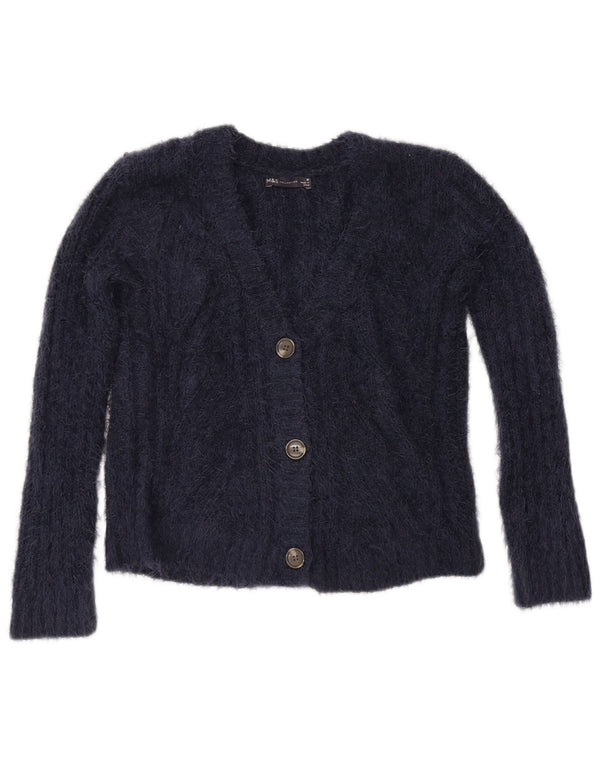 Marks & Spencer Pull Cardigan Femme UK 14 Medium Bleu Marine Polyester