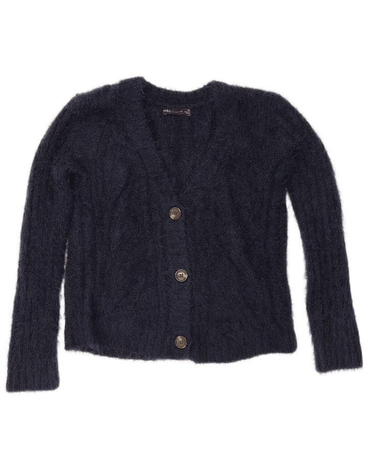Marks & Spencer Pull Cardigan Femme UK 14 Medium Bleu Marine Polyester