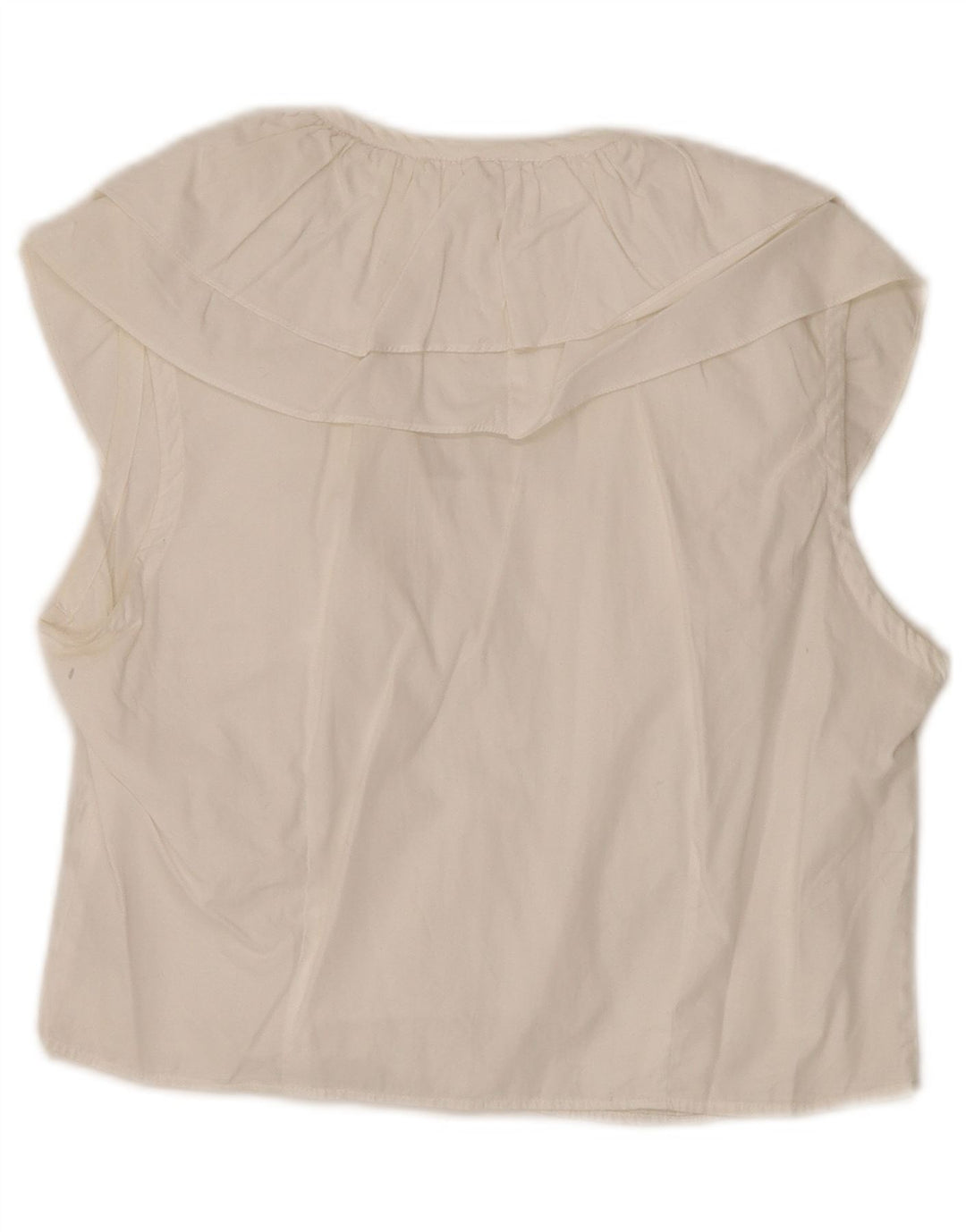 Benetton Femme Blouse Sans Manches Top IT 44 Moyen Blanc Cassé Coton