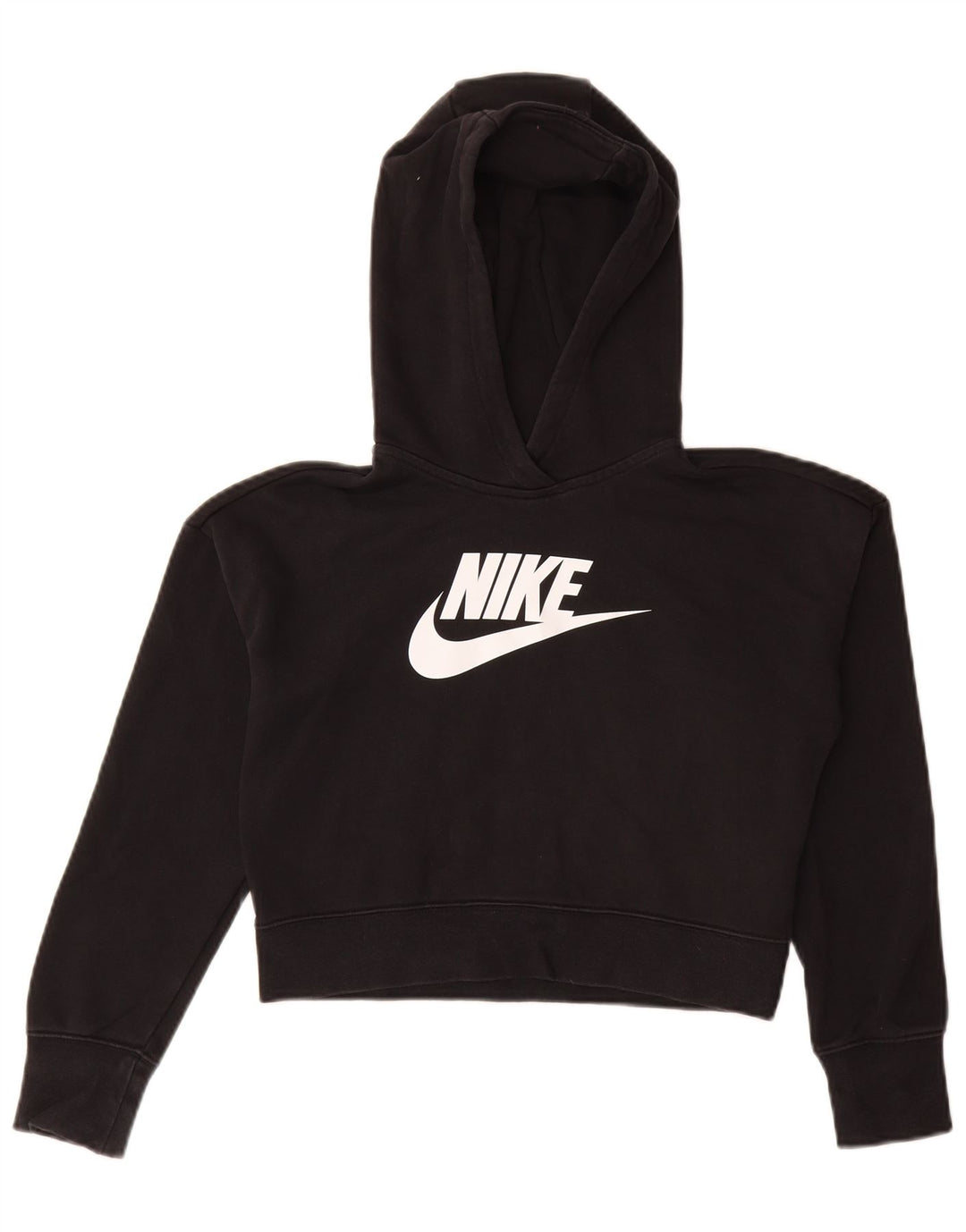 NIKE Pull à capuche court graphique pour fille 12-13 ans Grand coton noir
