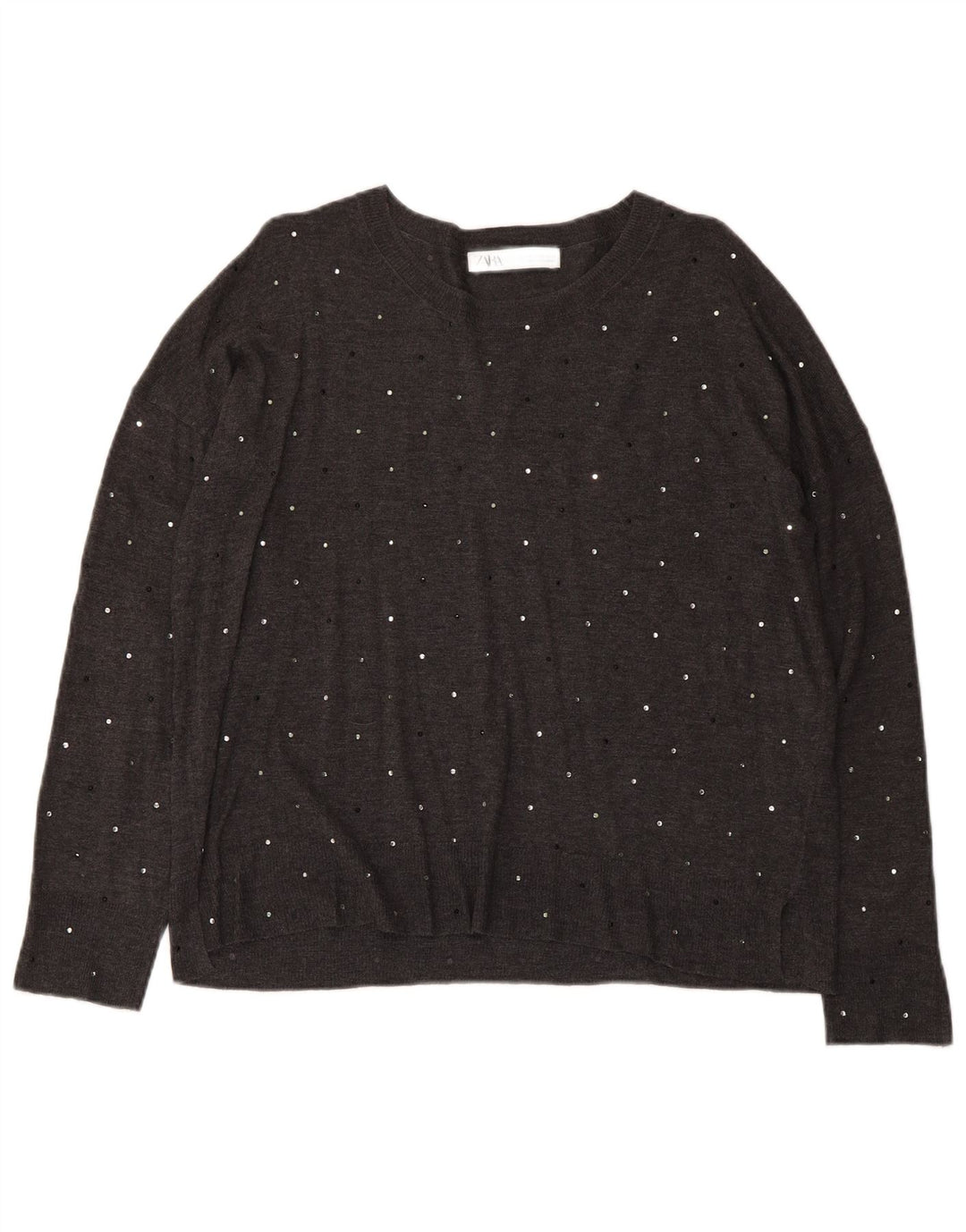 Zara Pull col bateau pour femme UK 14 Gris moyen