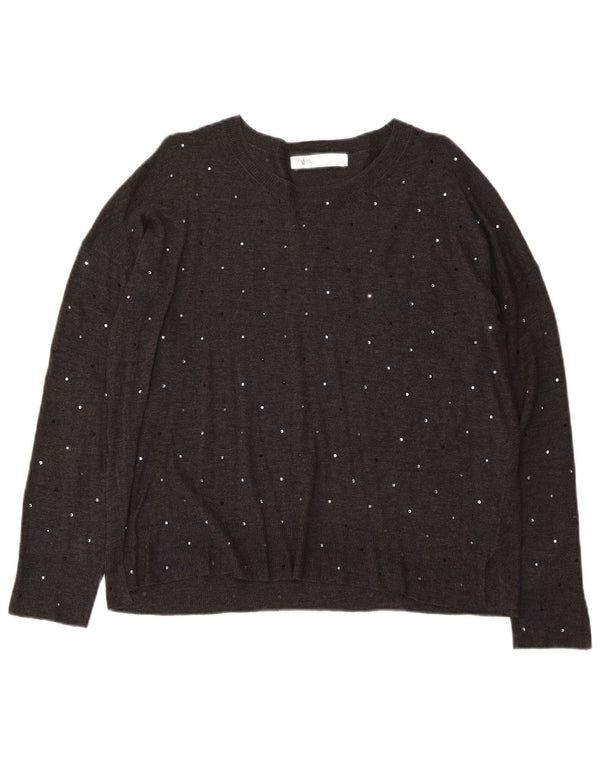 Zara Pull col bateau pour femme UK 14 Gris moyen
