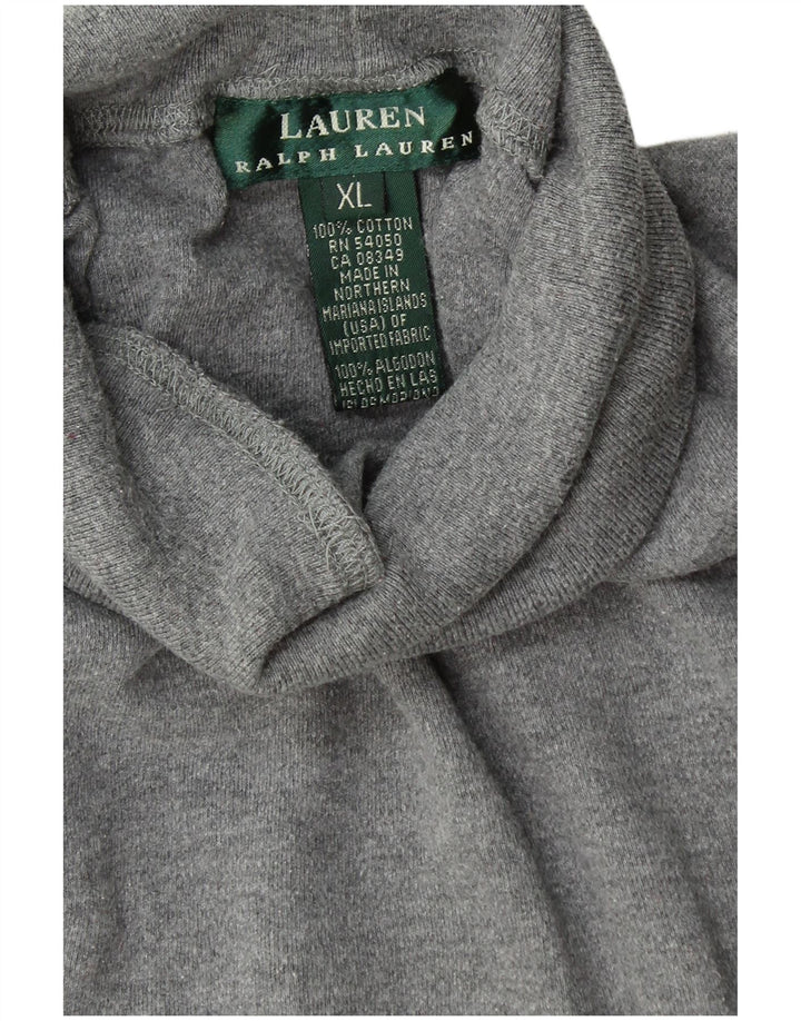 RALPH LAUREN Pull col roulé pour femme UK 18 XL Coton gris
