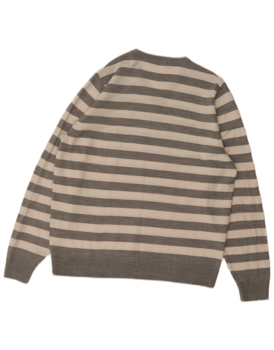 Marks & Spencer Pull Autograph Col V Homme Gris Moyen Rayé