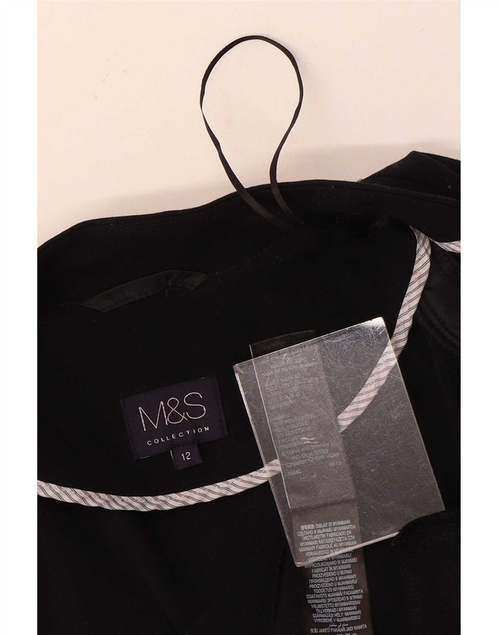 Marks & Spencer Veste Blazer Ouverte Femme UK 12 Moyen Noir Polyester