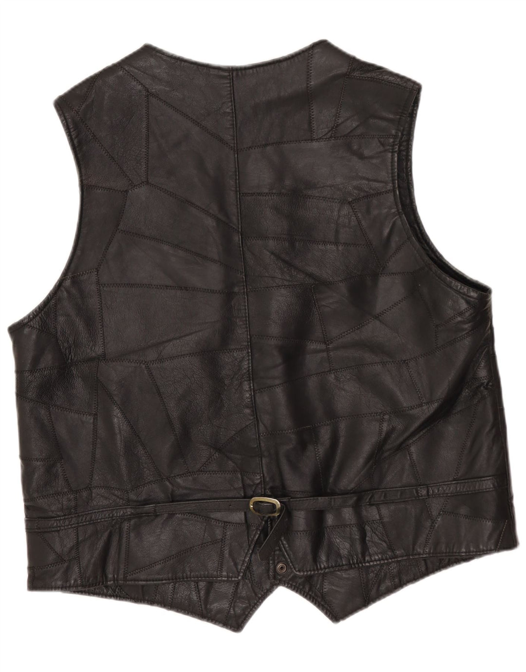 VINTAGE Gilet en cuir homme noir moyen