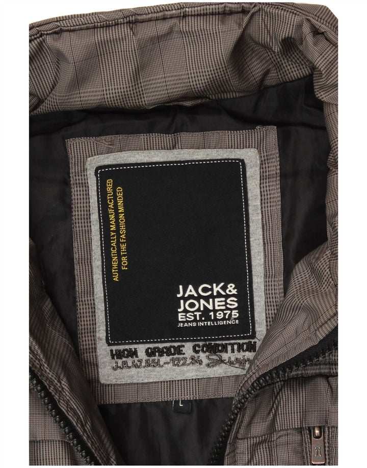 JACK & JONES Gilet Homme UK 40 Grand Carreau Gris
