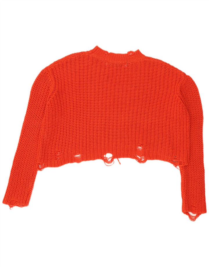Zara Pull court surdimensionné à col roulé pour femme UK 10 Petit Orange
