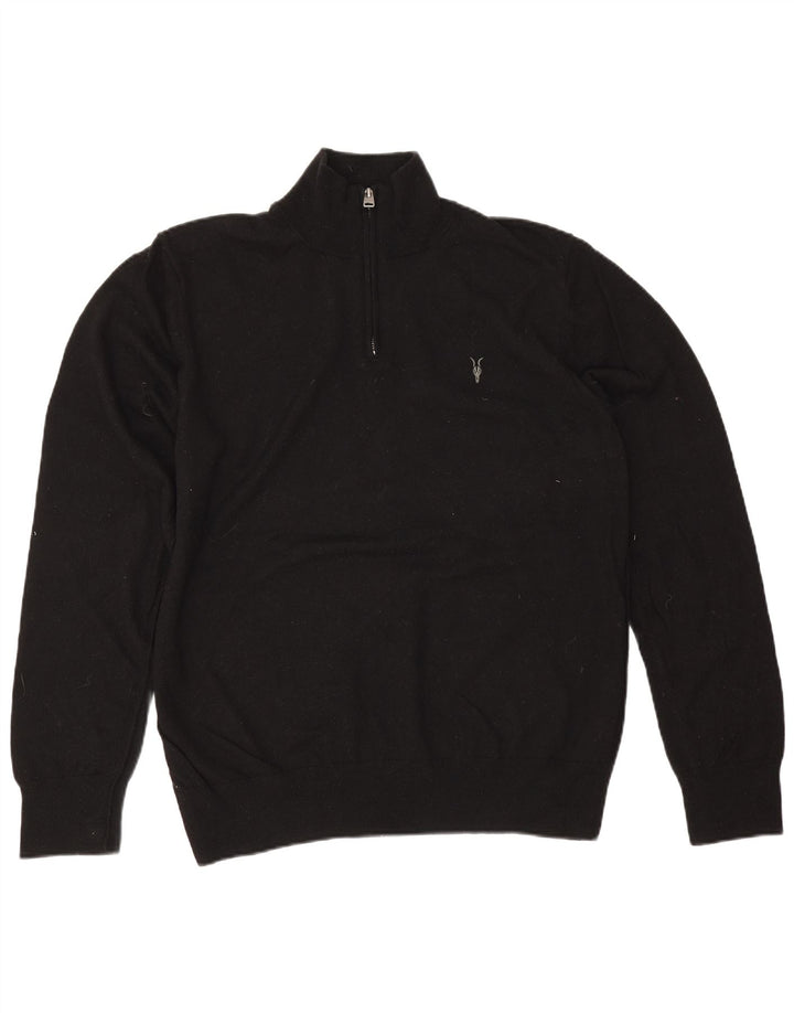All Saints Pull à col zippé pour homme 2XL Laine noire