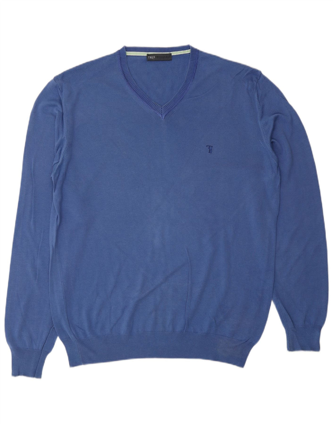 TRUSSARDI Pull col V Homme Grand Bleu Coton