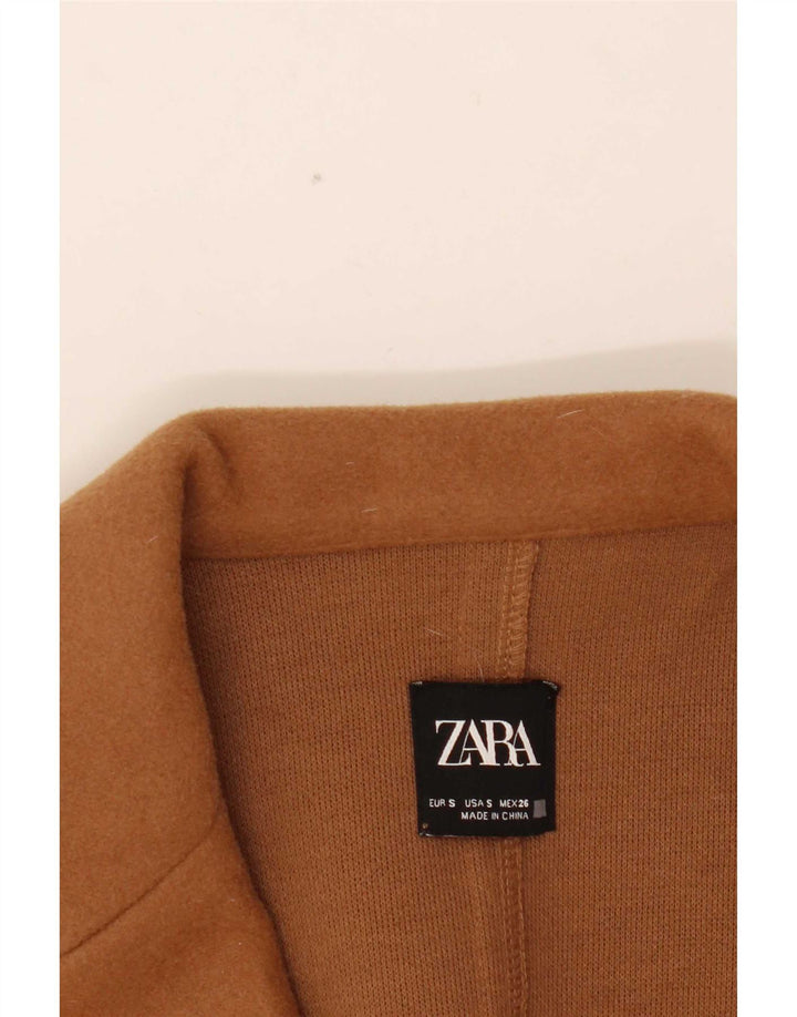 Zara Womens Open Overcoat UK 10 Small Marron Polyester