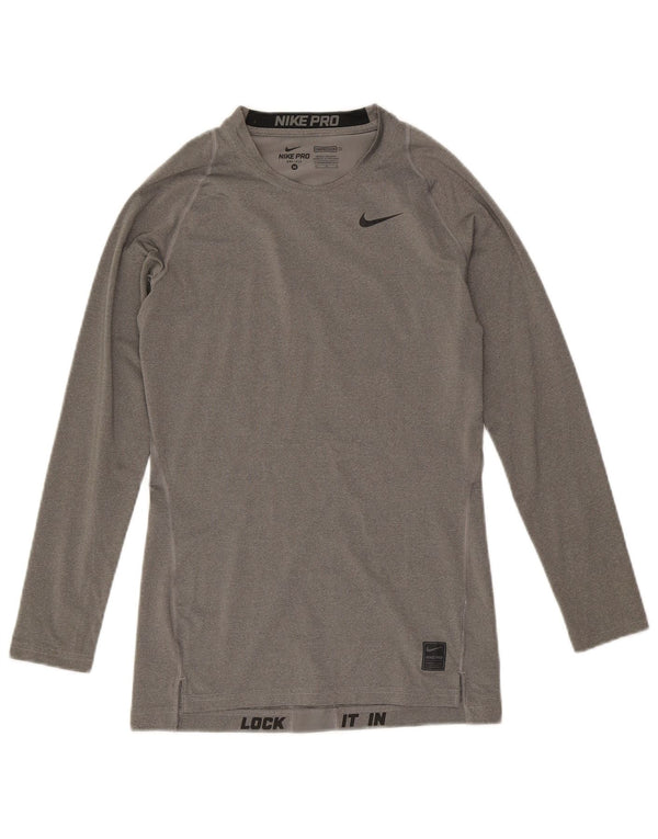 Nike Haut Dri Fit à manches longues en polyester color block gris moyen pour homme
