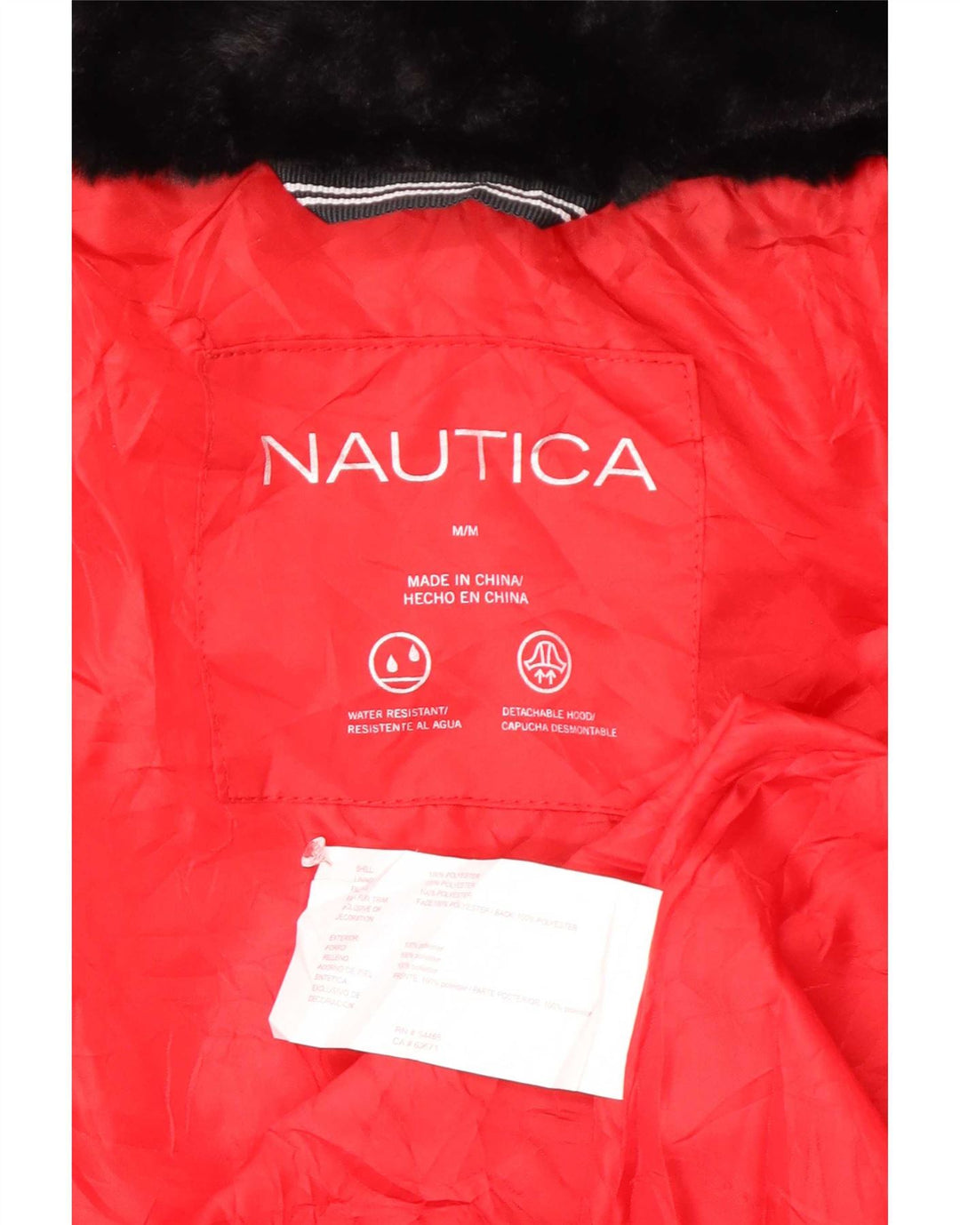 Nautica Veste matelassée à capuche pour femme UK 14 Rouge moyen Polyester