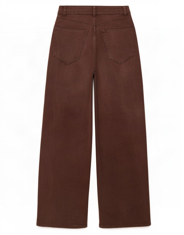 Zara Jean taille haute jambe large pour femme EU 34 2XS W24 L31 Marron