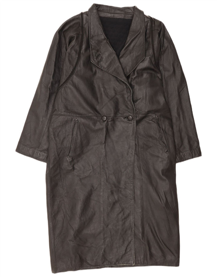 manteau en cuir femme vintage UK 18 XL Noir