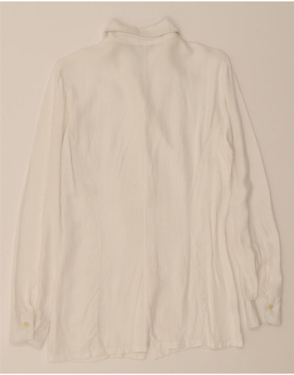 BENETTON Chemisier Femme UK 12 Medium Blanc Viscose