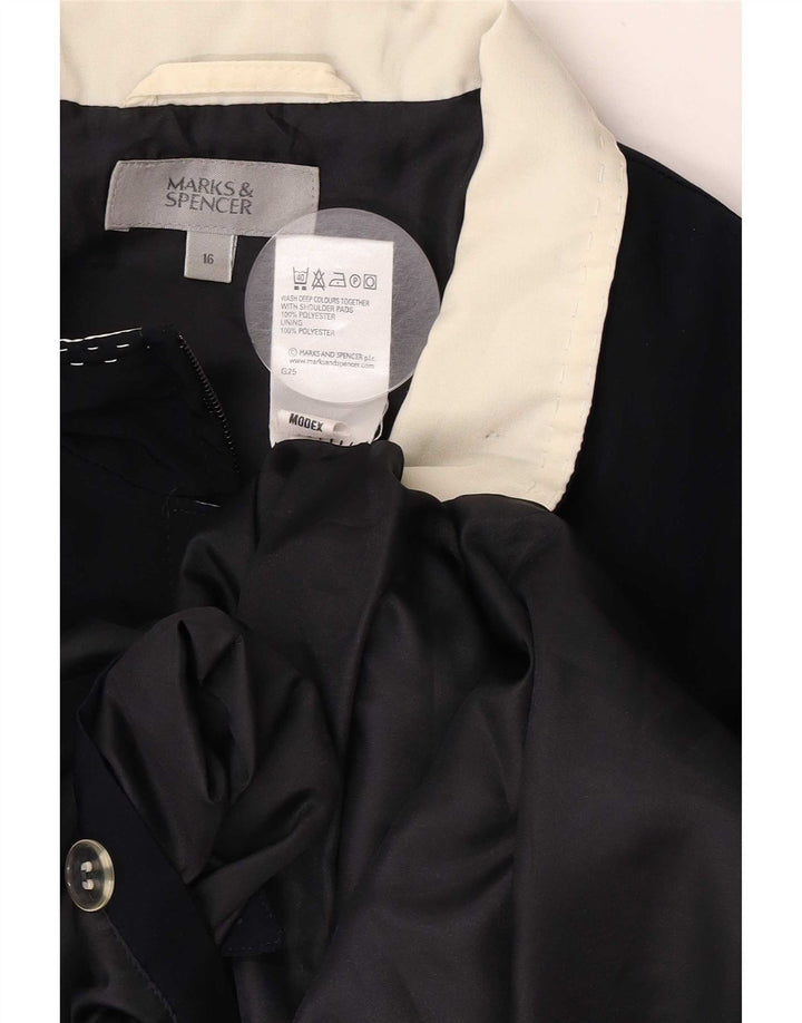 Marks & Spencer Veste Bomber Femme UK 16 Large Bleu Marine Polyester