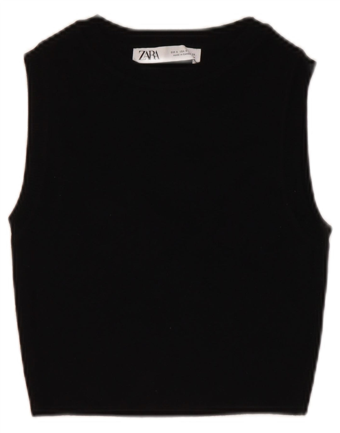 ZARA Femme Crop Vest Débardeur UK 8 Small Noir Viscose