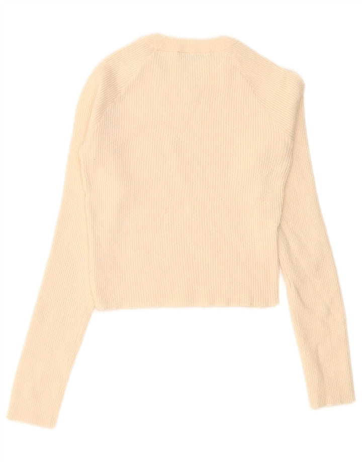 Zara Womens Crop Top Manches Longues UK 8 Petit Beige