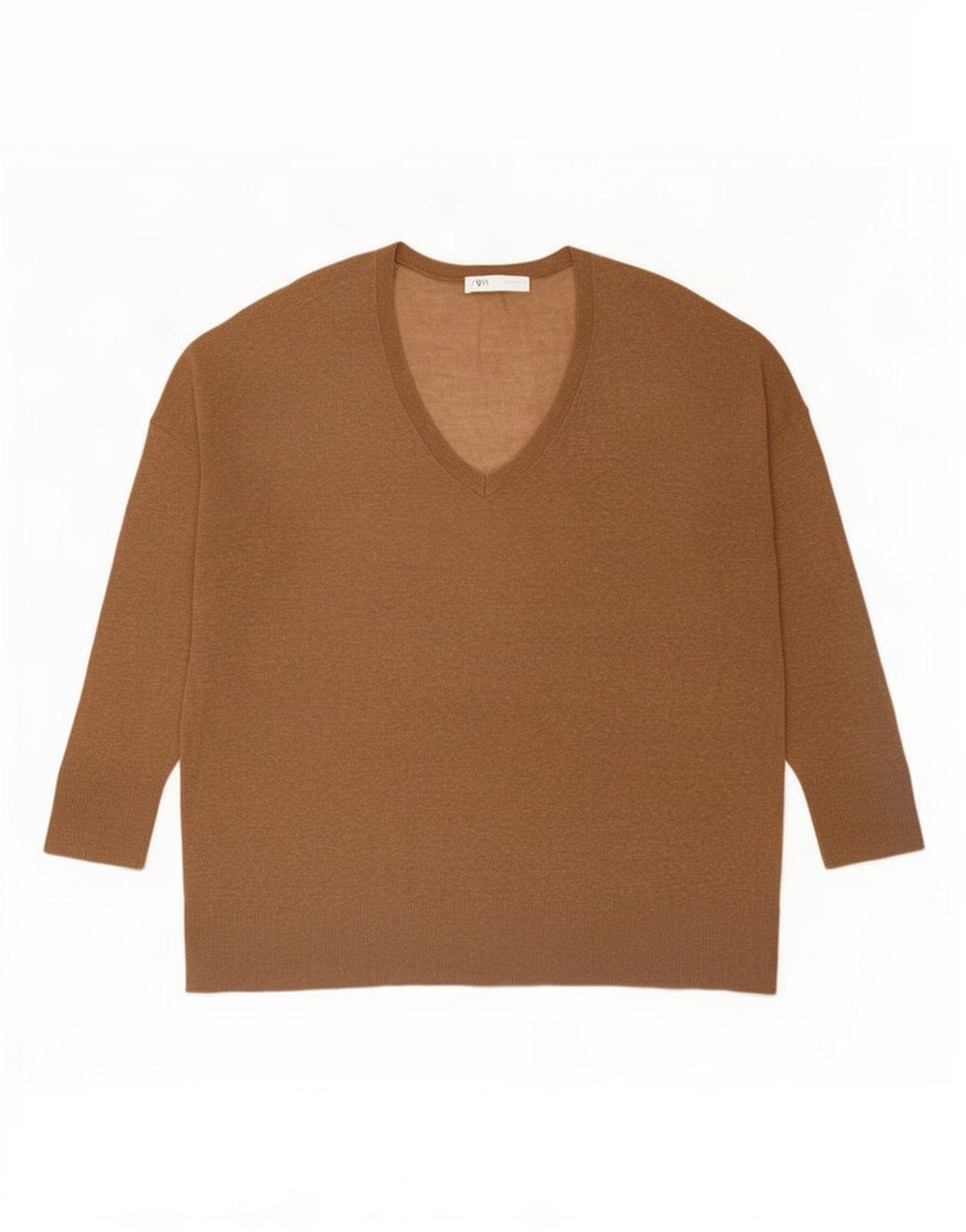Zara Femme Haut Oversize Manches Longues UK 14 Beige Moyen Moucheté
