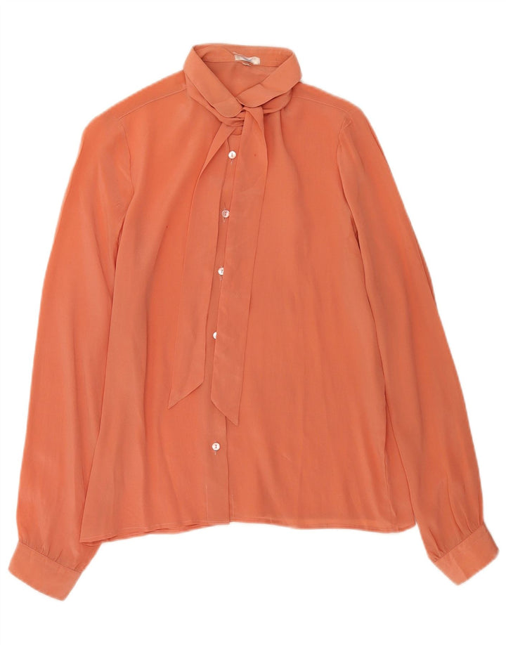 vintage Femme Front Tie Shirt Blouse IT 44 Orange Moyen