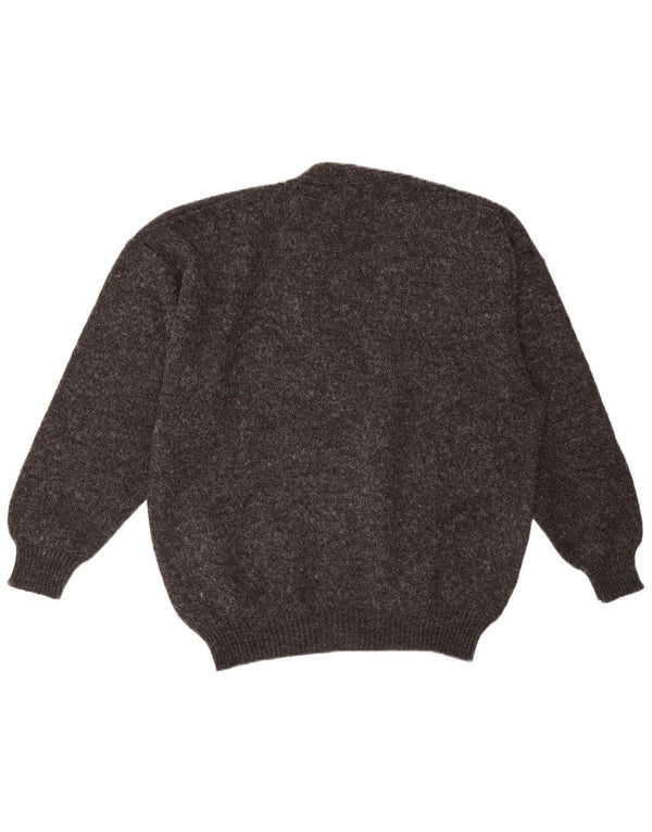 vintage Mens Cardigan Pull XL Gris Géométrique