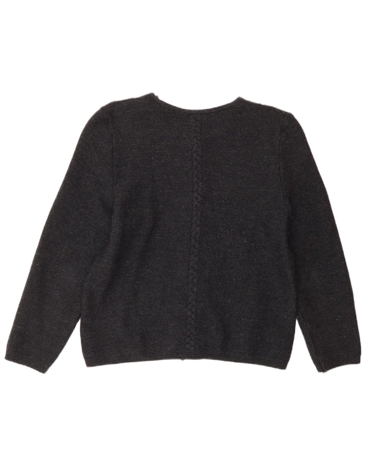 KAUFMANN Femme Cardigan Pull IT 44 Gris Moyen Laine Florale
