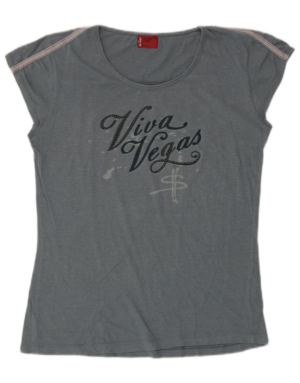Levi's T-Shirt Graphique Femme UK 14 Large Gris Coton