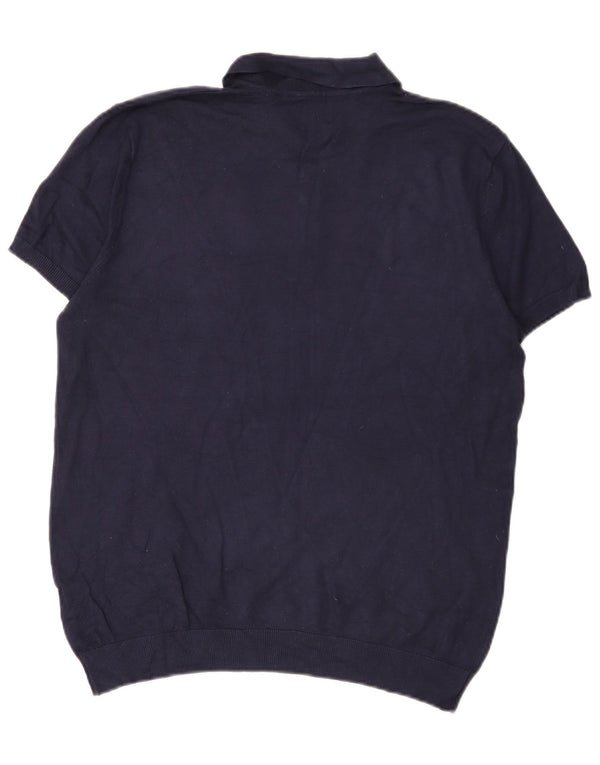 Polo Homme Zara Large Bleu Marine Viscose