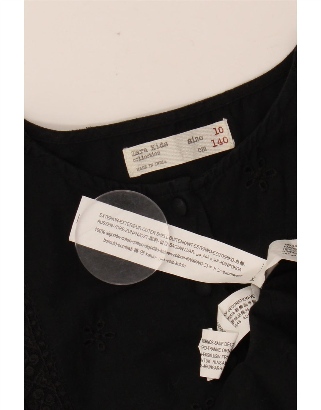 ZARA Robe trapèze chauve-souris fille 9-10 ans coton fleuri noir