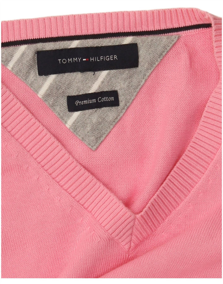 Tommy Hilfiger Pull Col V Homme Rose Moyen Coton