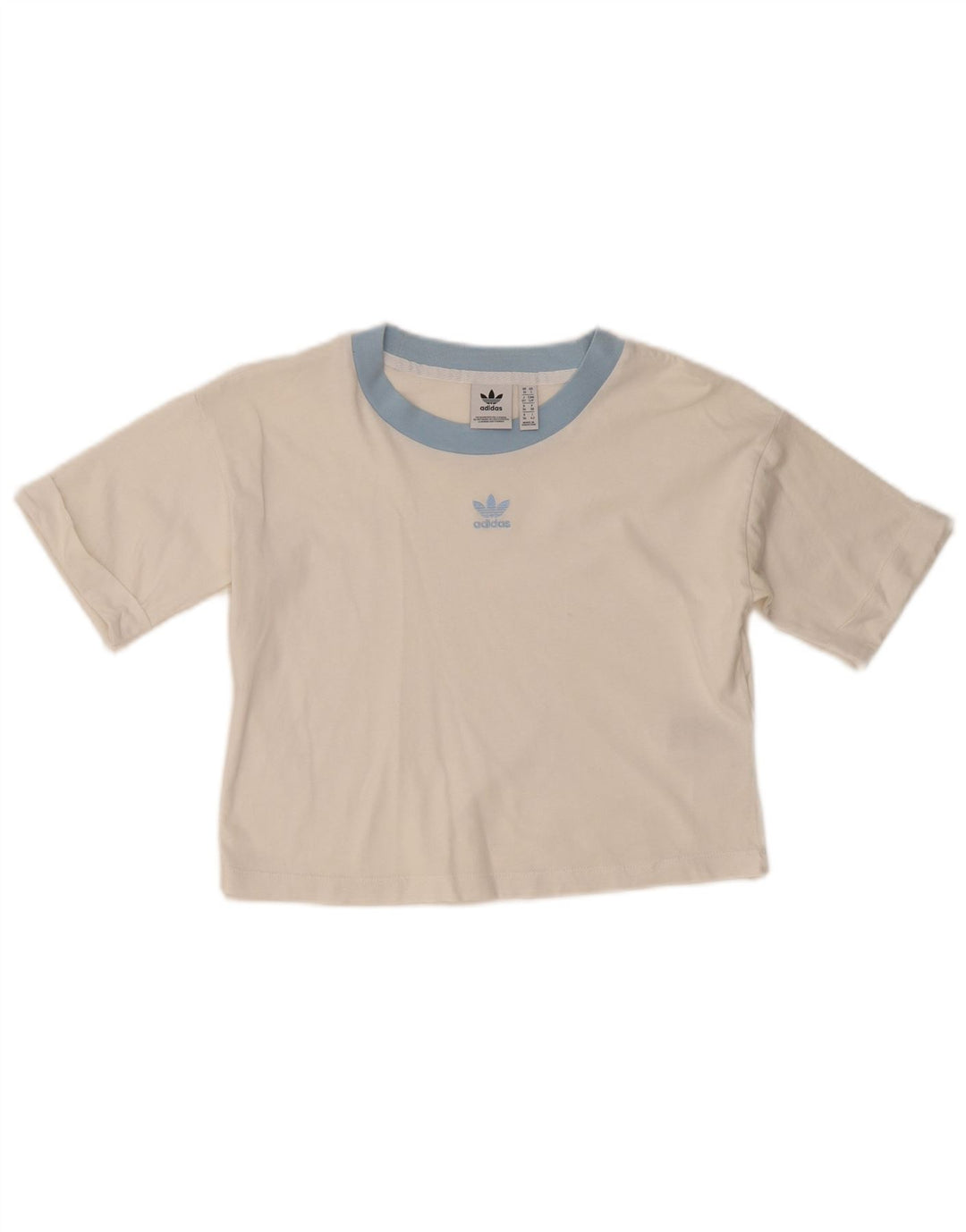 ADIDAS T-shirt court pour femme UK 10 Petit coton blanc