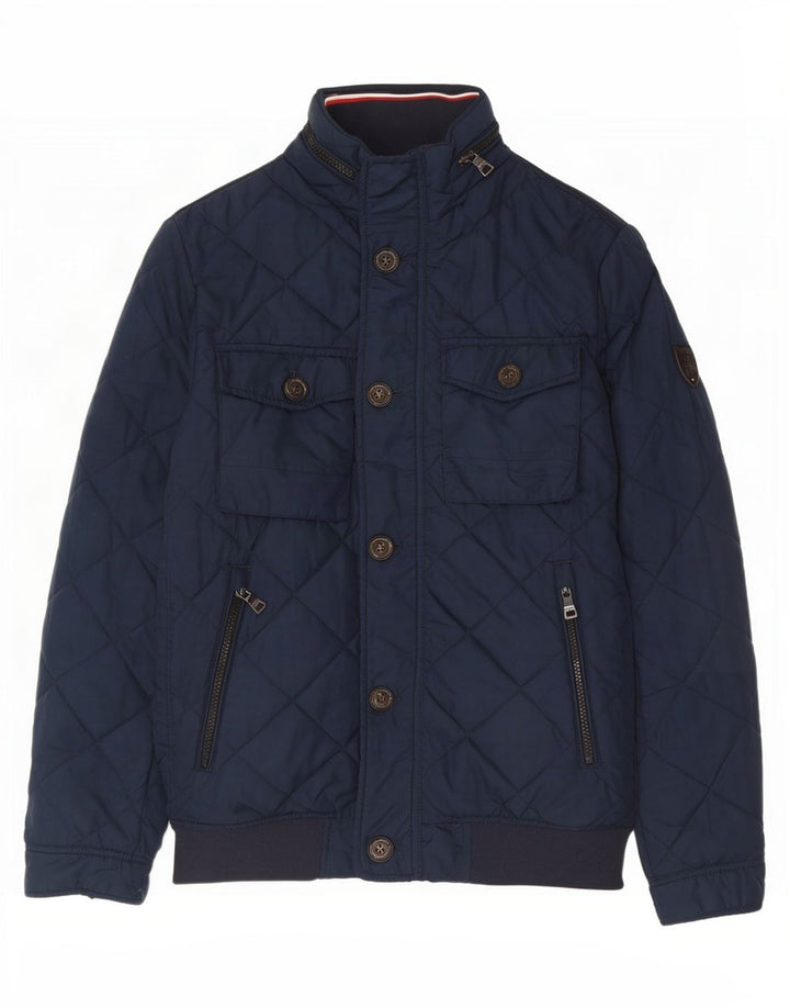 Tommy Hilfiger Veste matelassée à capuche pour homme UK 36 Small Bleu marine Polyester