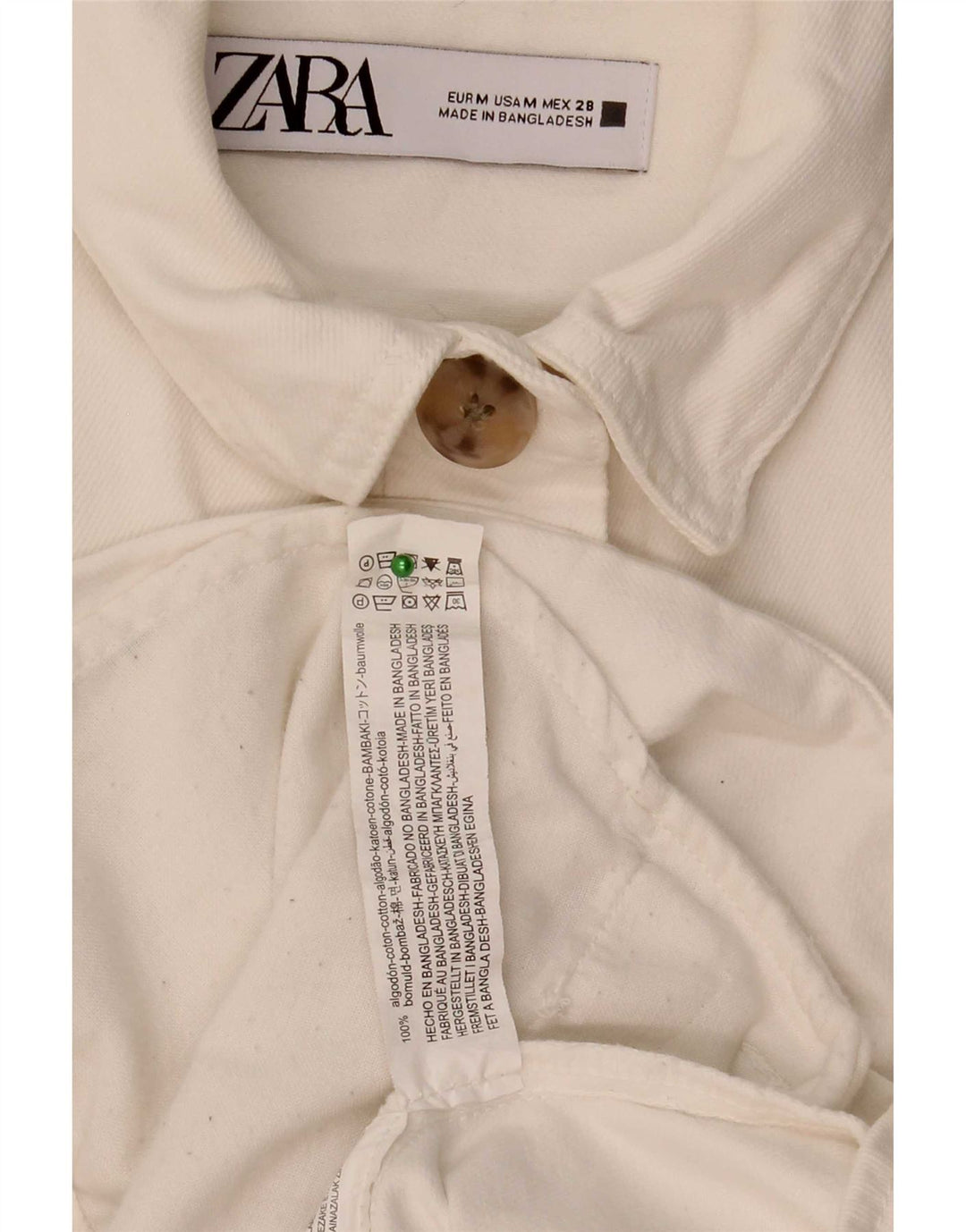 Zara Veste en jean surdimensionnée pour femme UK 14 Coton blanc moyen