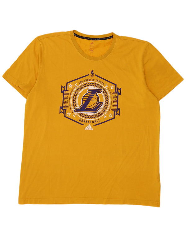 Adidas Mens Los Angeles Lakers Graphic T-Shirt Top XL Jaune Coton