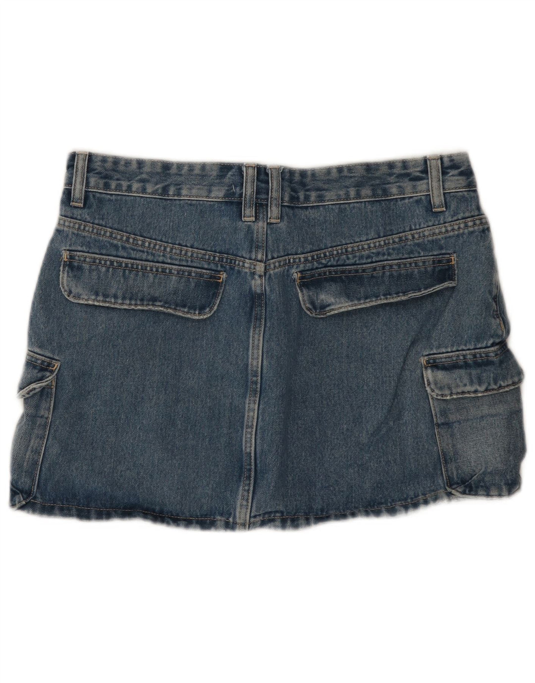 Zara Femme Jupe Cargo En Jean Large W32 Bleu Coton