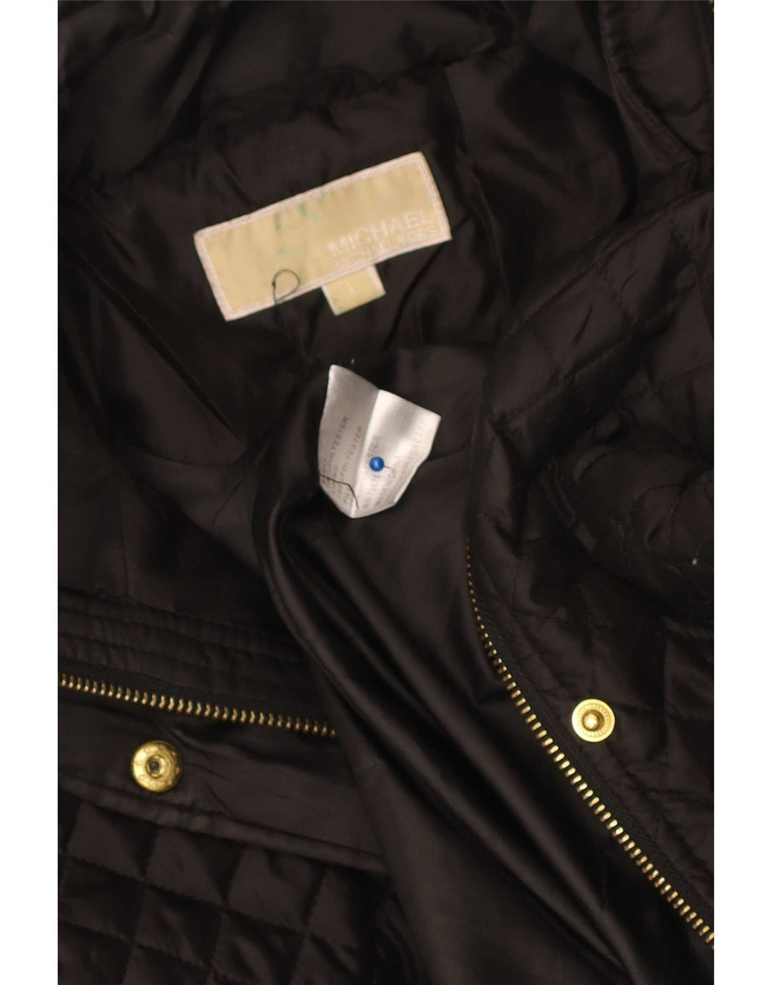 Michael Kors Veste matelassée à capuche pour femme UK 16 Large Noir Polyester