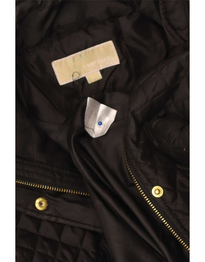 Michael Kors Veste matelassée à capuche pour femme UK 16 Large Noir Polyester