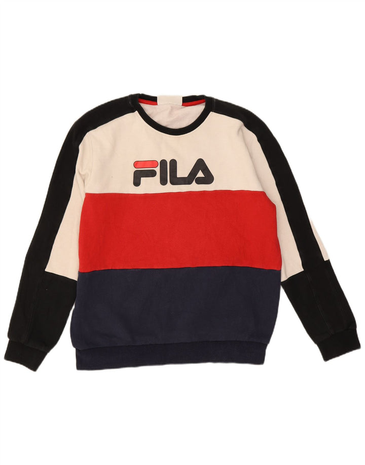 Fila Homme Graphic Sweatshirt Jumper Petit Multicolore Colourblock Coton
