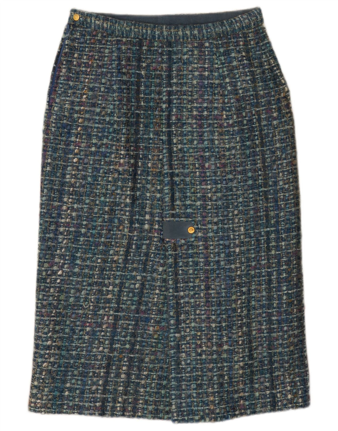 jupe droite femme vintage W28 Carreau bleu moyen