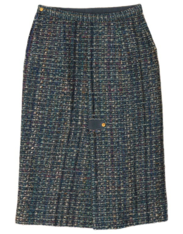 Vintage Womens Straight Skirt W28 Medium Blue Check