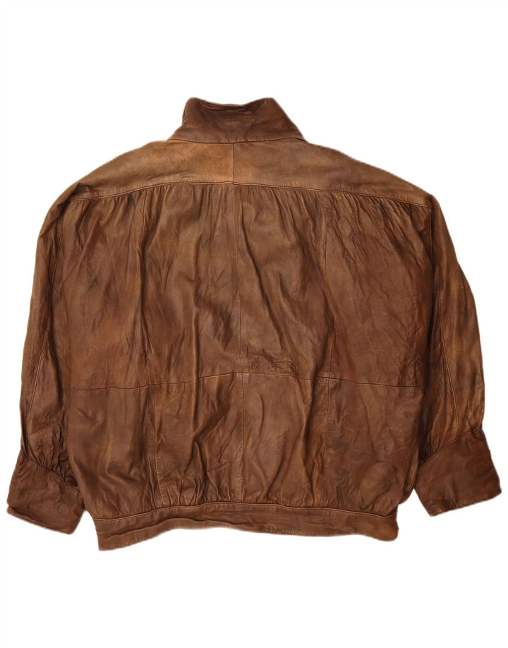 veste en cuir surdimensionnée femme vintage UK 20 2XL Marron