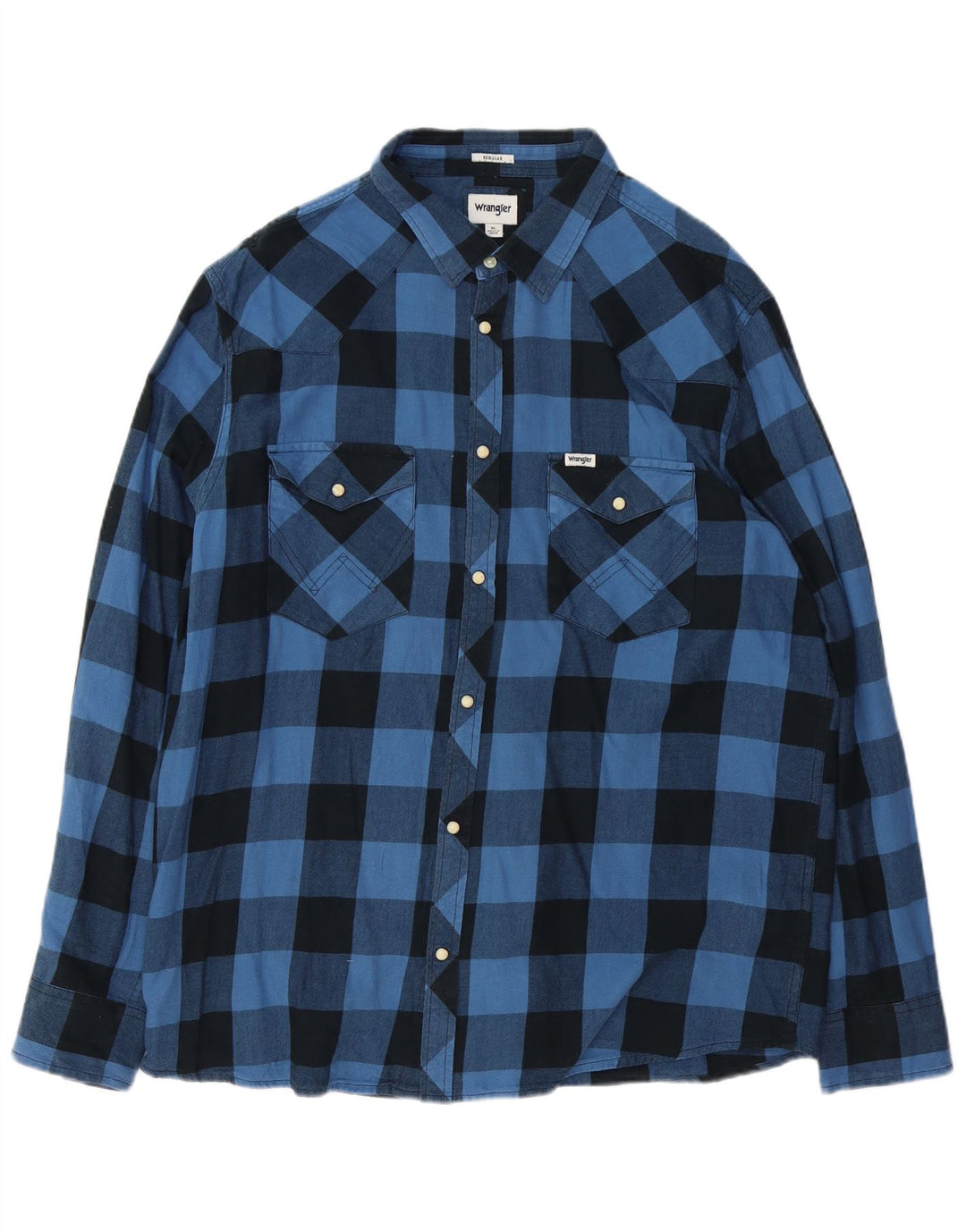 Wrangler Chemise en flanelle coupe classique pour homme XL en coton vichy bleu