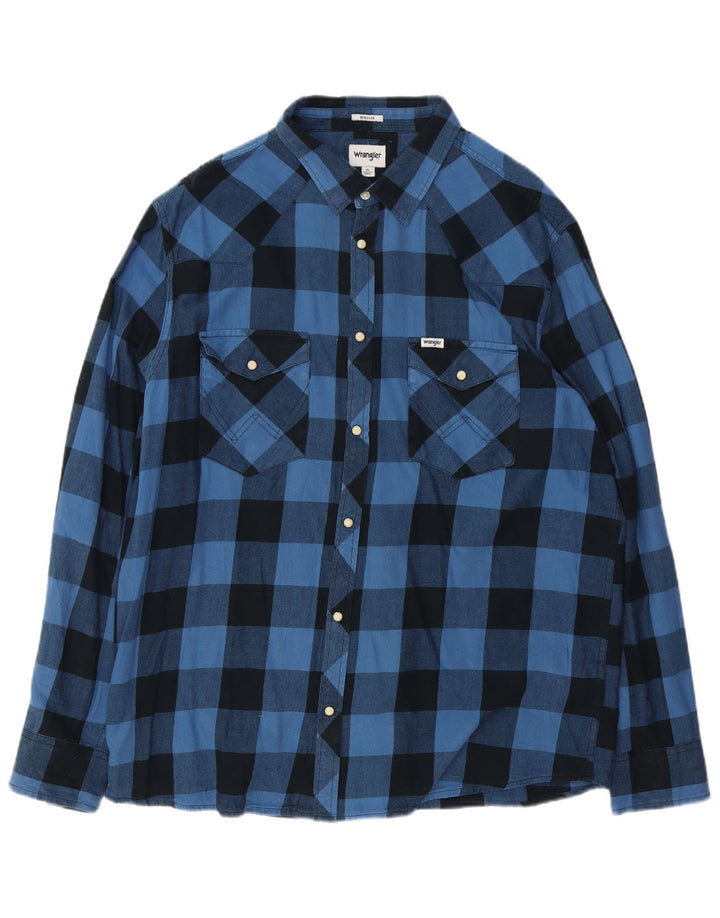 Wrangler Chemise en flanelle coupe classique pour homme XL en coton vichy bleu