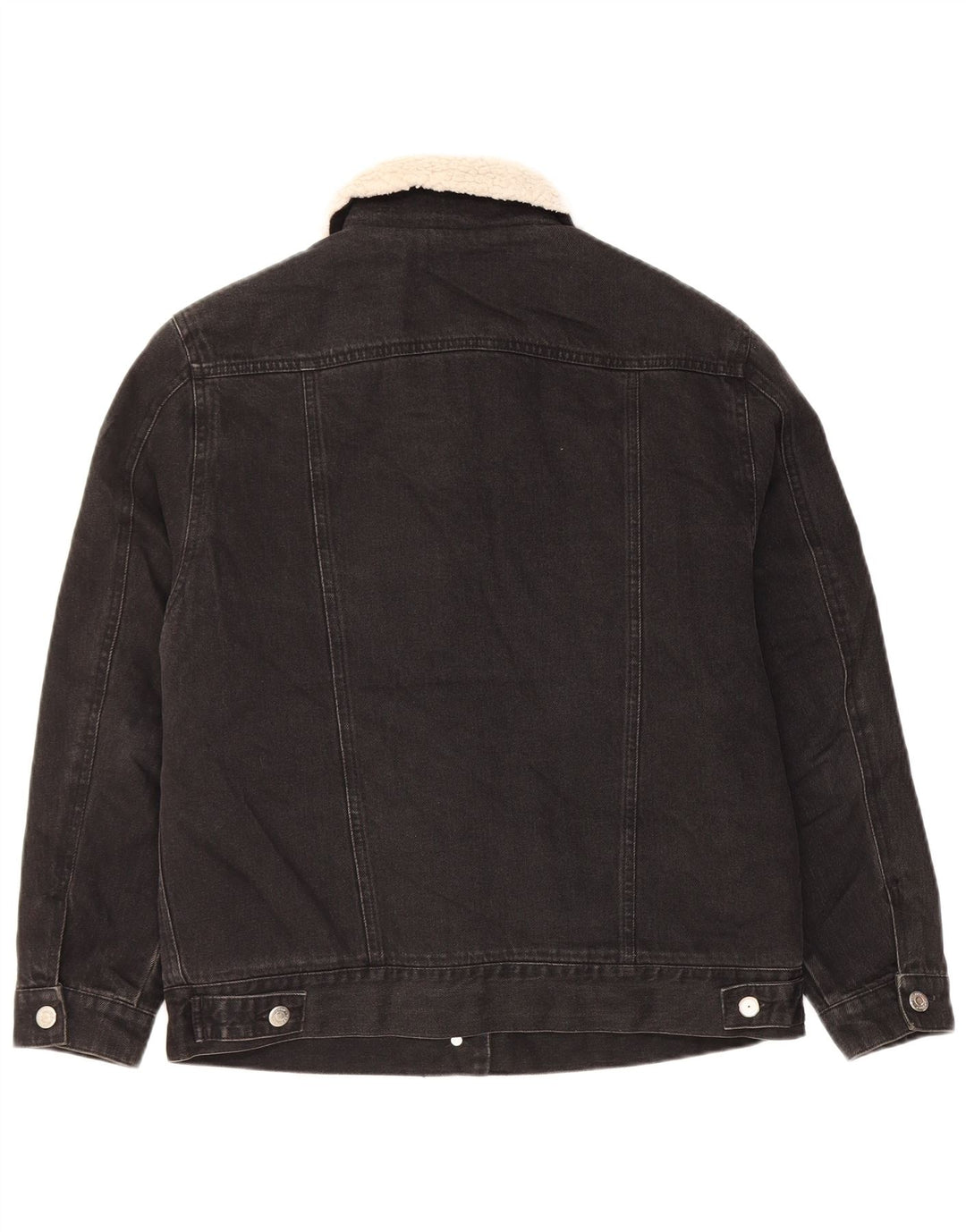 Topshop Veste en jean sherpa surdimensionnée pour femme UK 8 Small Noir Classique