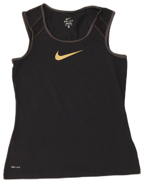 Nike Dri Fit Graphic Débardeur pour femme UK 12 Medium Noir Nylon